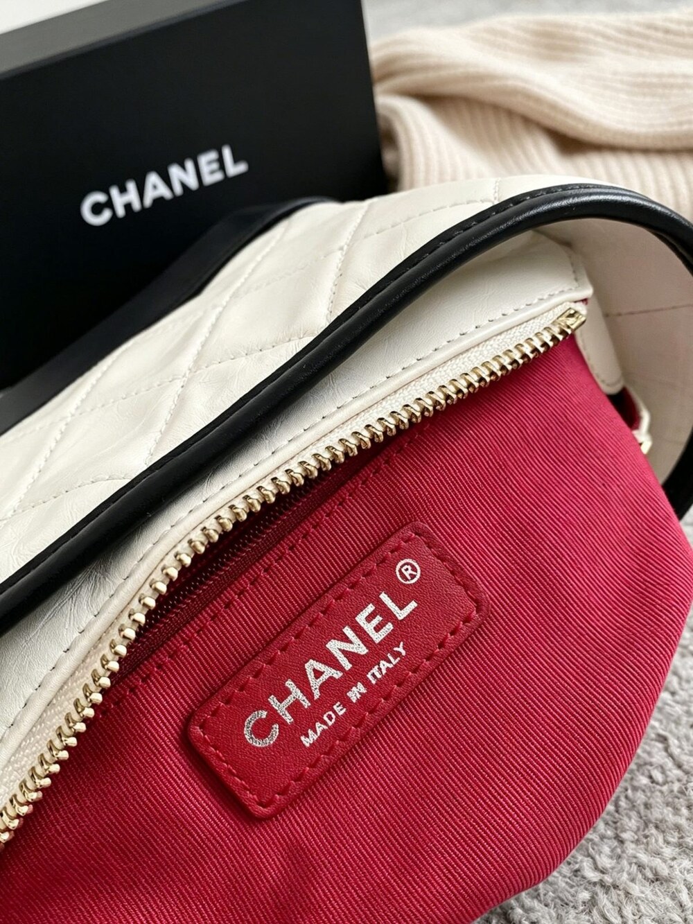 Chanel Black White Aged Calfskin Gabrielle Hobo with Mixed Metal Chain - Picture 2 of 6